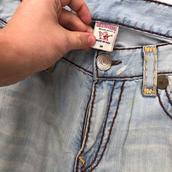 Vintage True Religion Jeans Size 36 RICKY SUPER T Blue RARE BROWN STITCH - Picture 4 of 12